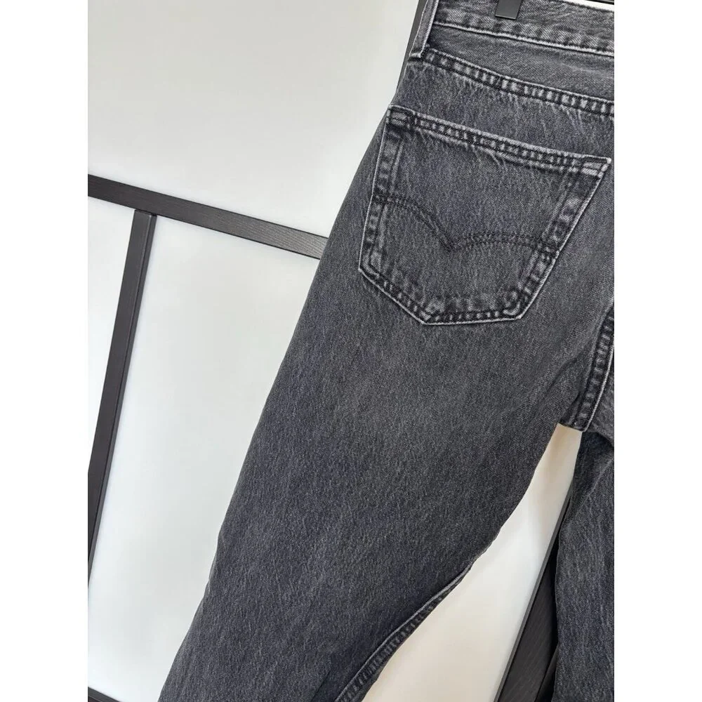 Levis 502 Jeans Mens 31 Taper Regular Fit Stretch Mid Rise Denim‎ Washed Black